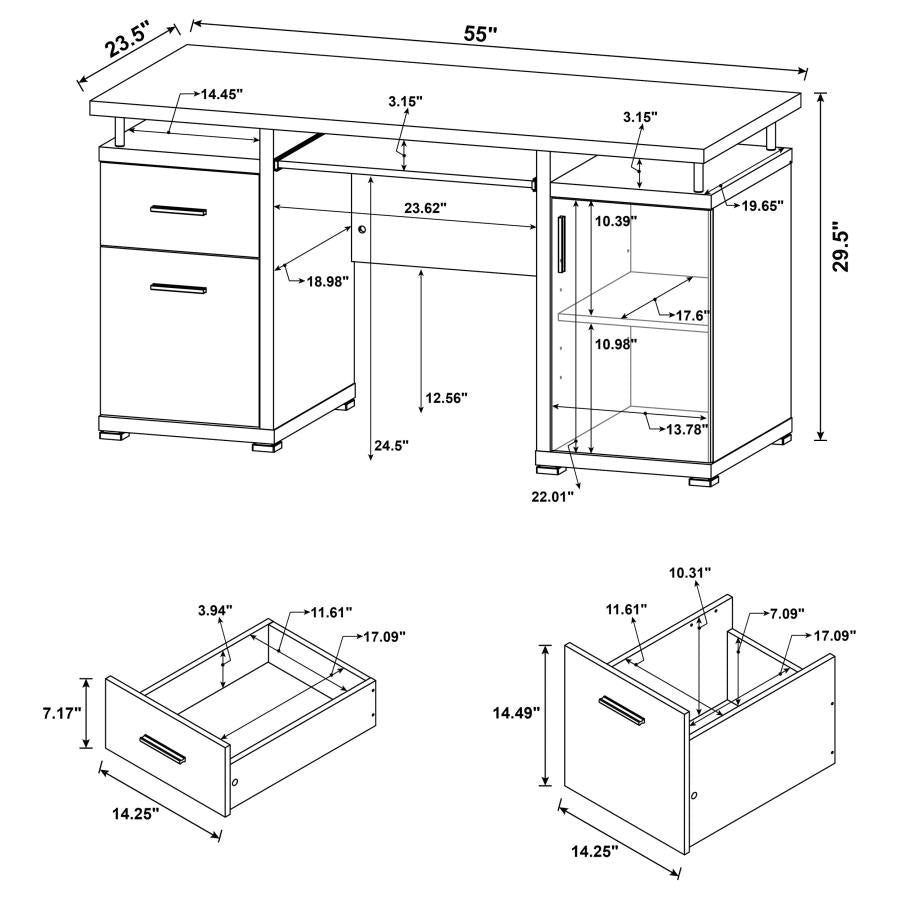 Tracy 55 - inch 2 - drawer Office Computer Desk White - Best Deal Vegas Las_Vegas