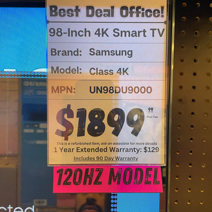 98 - Inch Samsung UHD 4K SMART TV - 2160P (UN98DU9000DXZA) - Best Deal Office, TV, & Apple StoreLas_Vegas