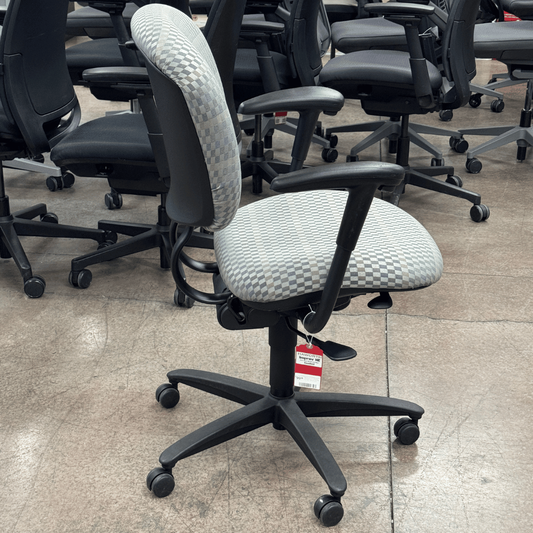 Haworth Improv Ergonomic Office Chair (Dark Gray Checkered Plaid/ Black Frame) - Best Deal Office, TV, & Apple StoreLas_Vegas