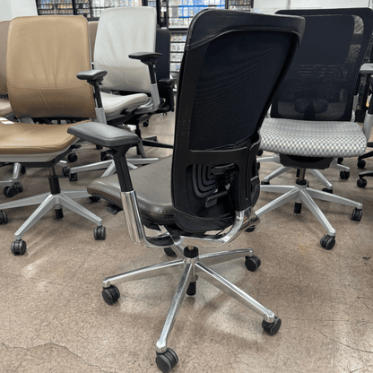 Haworth Zody Ergonomic Office Chair with Lumbar (Dark Brown Leather/ Polished Aluminum Frame) - Best Deal Office, TV, & Apple StoreLas_Vegas