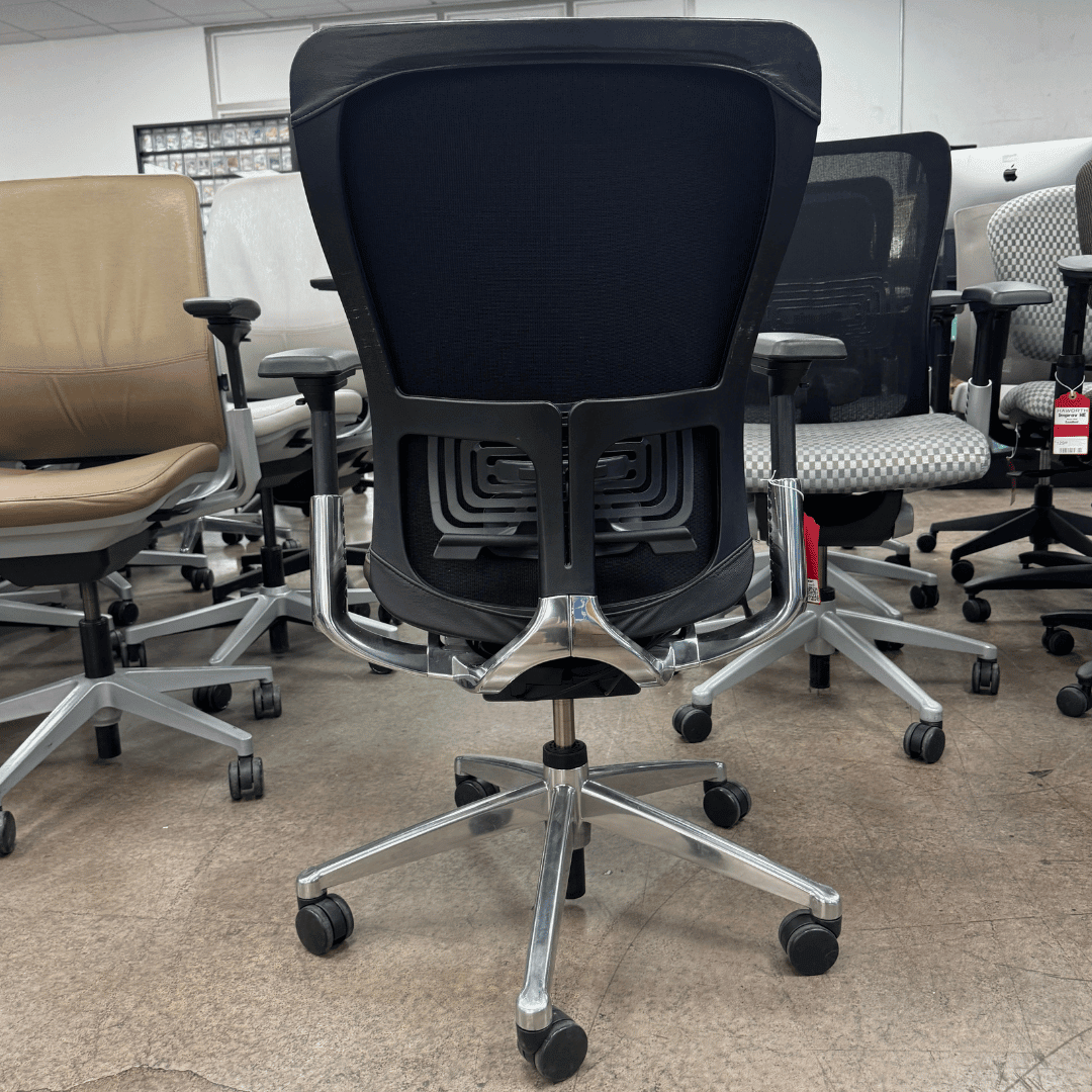 Haworth Zody Ergonomic Office Chair with Lumbar (Dark Brown Leather/ Polished Aluminum Frame) - Best Deal Office, TV, & Apple StoreLas_Vegas