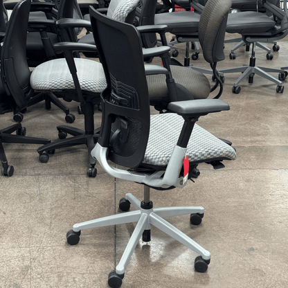 Haworth Zody Ergonomic Office Chair with Lumbar (Dark Gray Checkered Plaid/ Silver Frame) - Best Deal Office, TV, & Apple StoreLas_Vegas