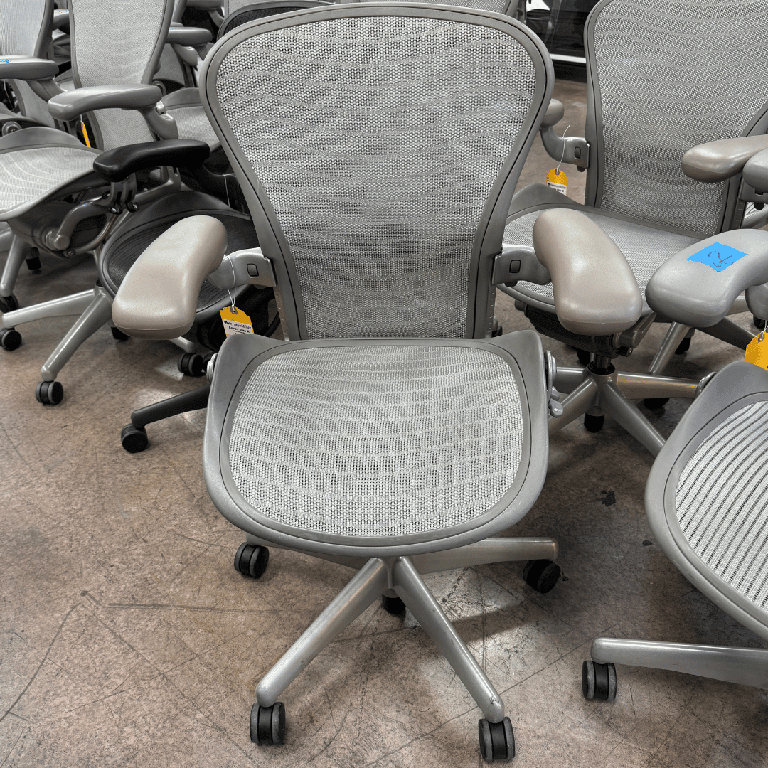 Herman Miller Aeron Office Chair Fully Adjustable (SIlver Tuxedo Mesh/ Titanium Frame) - Size A - Best Deal Vegas, TV, & Apple StoreLas_Vegas