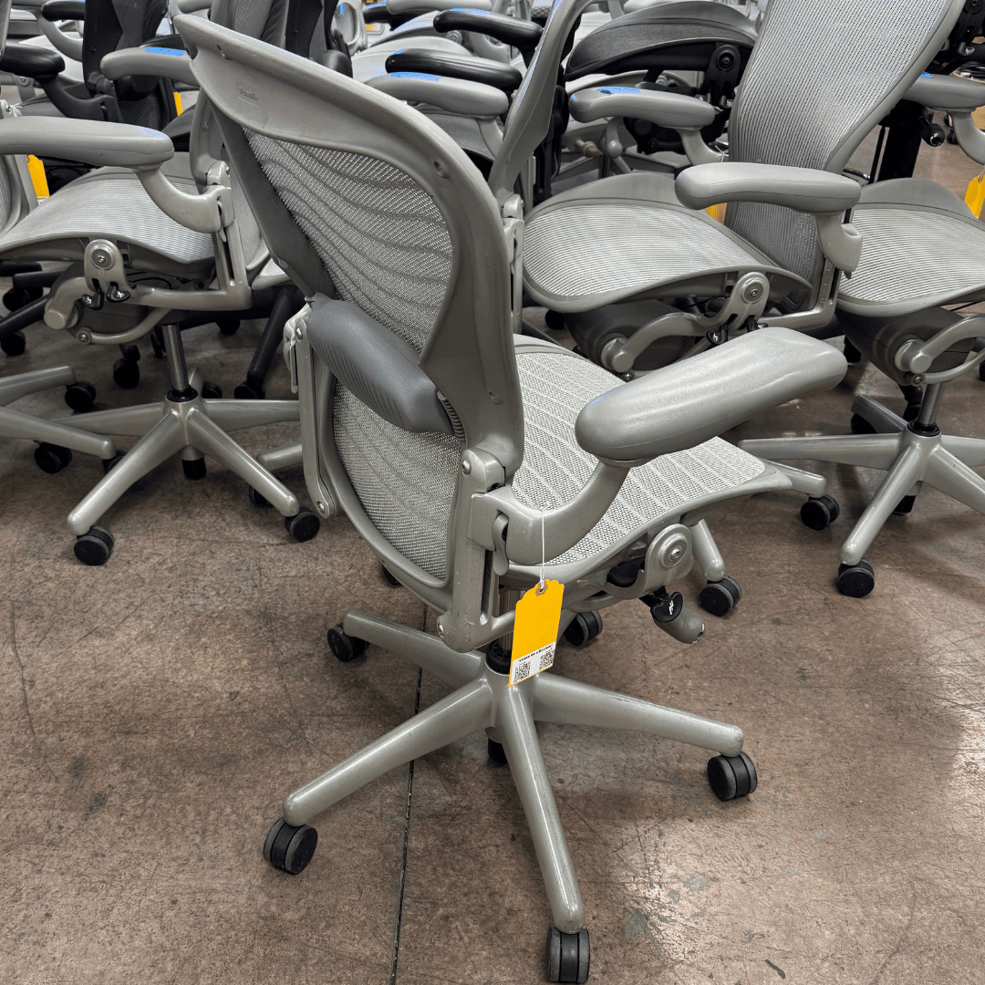 Herman Miller Aeron Office Chair Fully Adjustable (SIlver Tuxedo Mesh/ Titanium Frame) - Size B - Best Deal Vegas, TV, & Apple StoreLas_Vegas