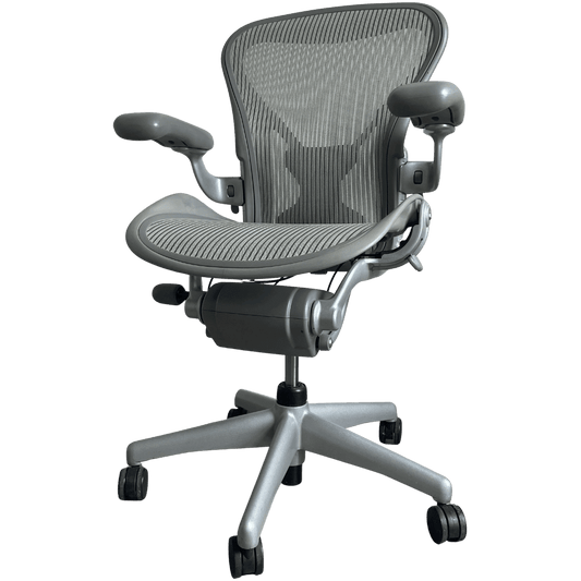 Herman Miller Aeron Office Chair Fully Adjustable with Posture - Fit (SIlver/ Titanium Frame) - Size B - Best Deal Office, TV, & Apple StoreLas_Vegas
