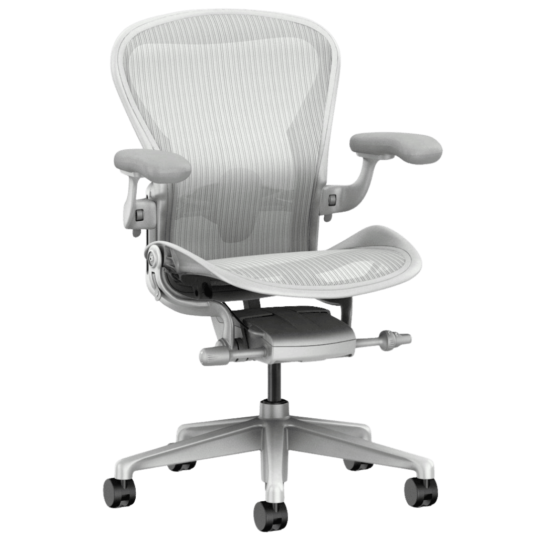 Herman Miller Aeron Remastered Fully Adjustable Office Chair (Mineral/Satin/White) - Size C - Best Deal Office, TV, & Apple StoreLas_Vegas