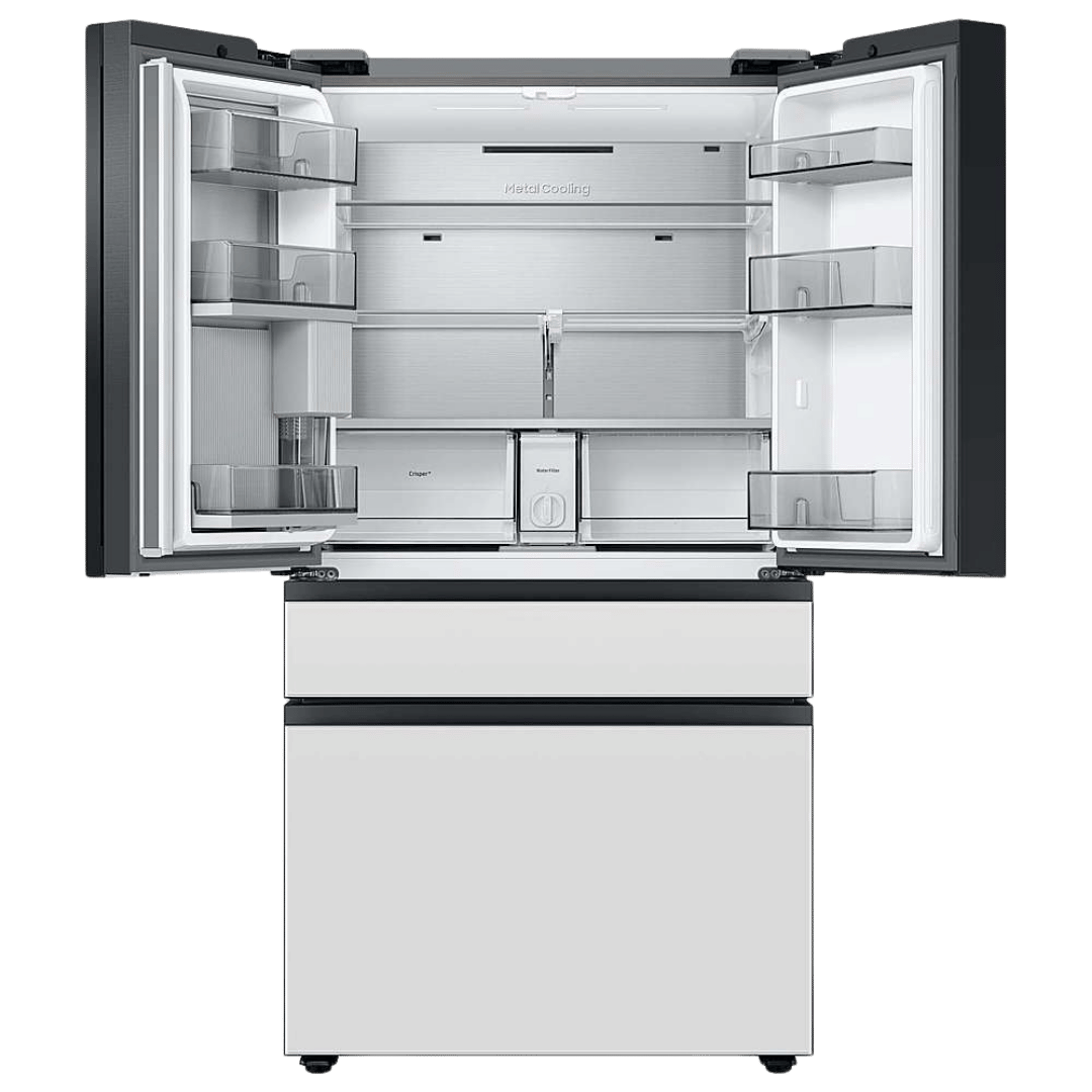 Samsung BESPOKE 29 cu. ft. 4 - Door French Door Smart Refrigerator with Beverage Center - White Glass (RF29BB860012) - Best Deal Office Furniture & Apple StoreLas_Vegas