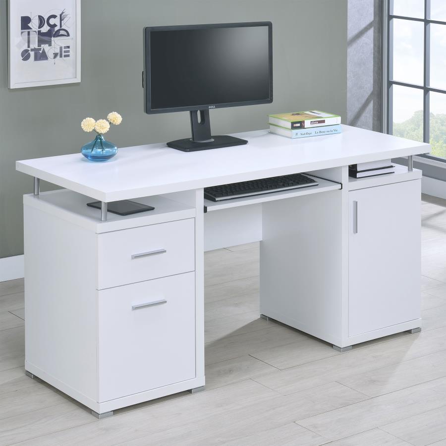 Tracy 55 - inch 2 - drawer Office Computer Desk White - Best Deal Vegas Las_Vegas