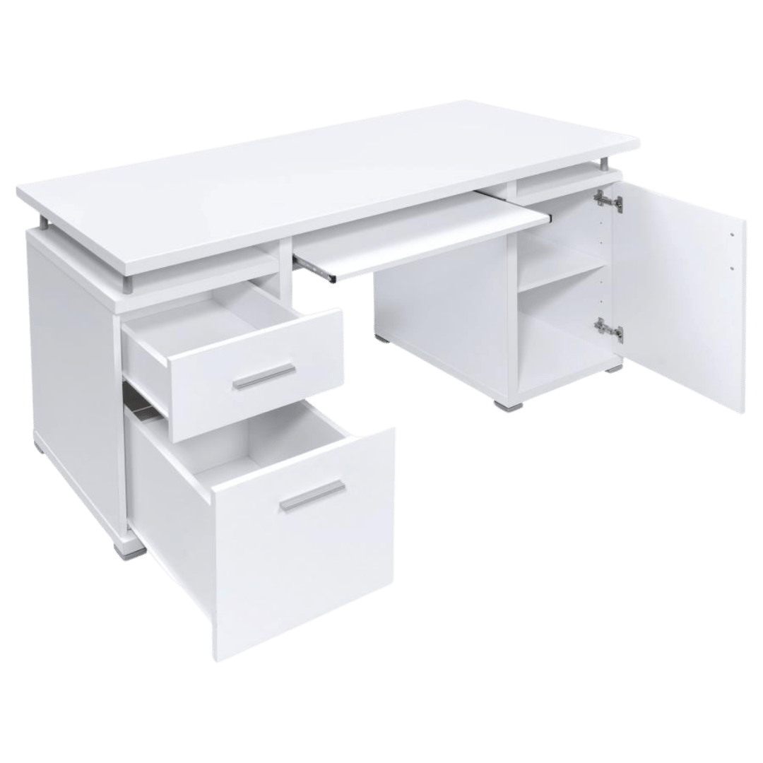 Tracy 55 - inch 2 - drawer Office Computer Desk White - Best Deal Vegas Las_Vegas