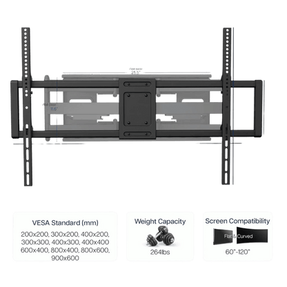VIVO Full - Motion Articulating TV Wall Mount Bracket for TVs 60" to 120" (VW120M) - Best Deal Office, TV, & Apple StoreLas_Vegas