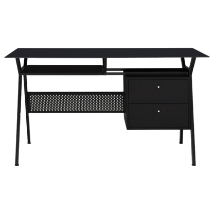 Weaving 55 - inch 2 - drawer Computer Desk Keyboard Tray Black - Best Deal Office Las_Vegas