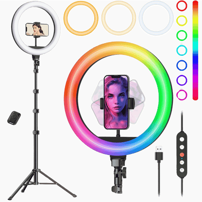 Weilisi 10" RGB LED Ring Light Kit with Stand - Best Deal Office Furniture & Apple StoreLas_Vegas